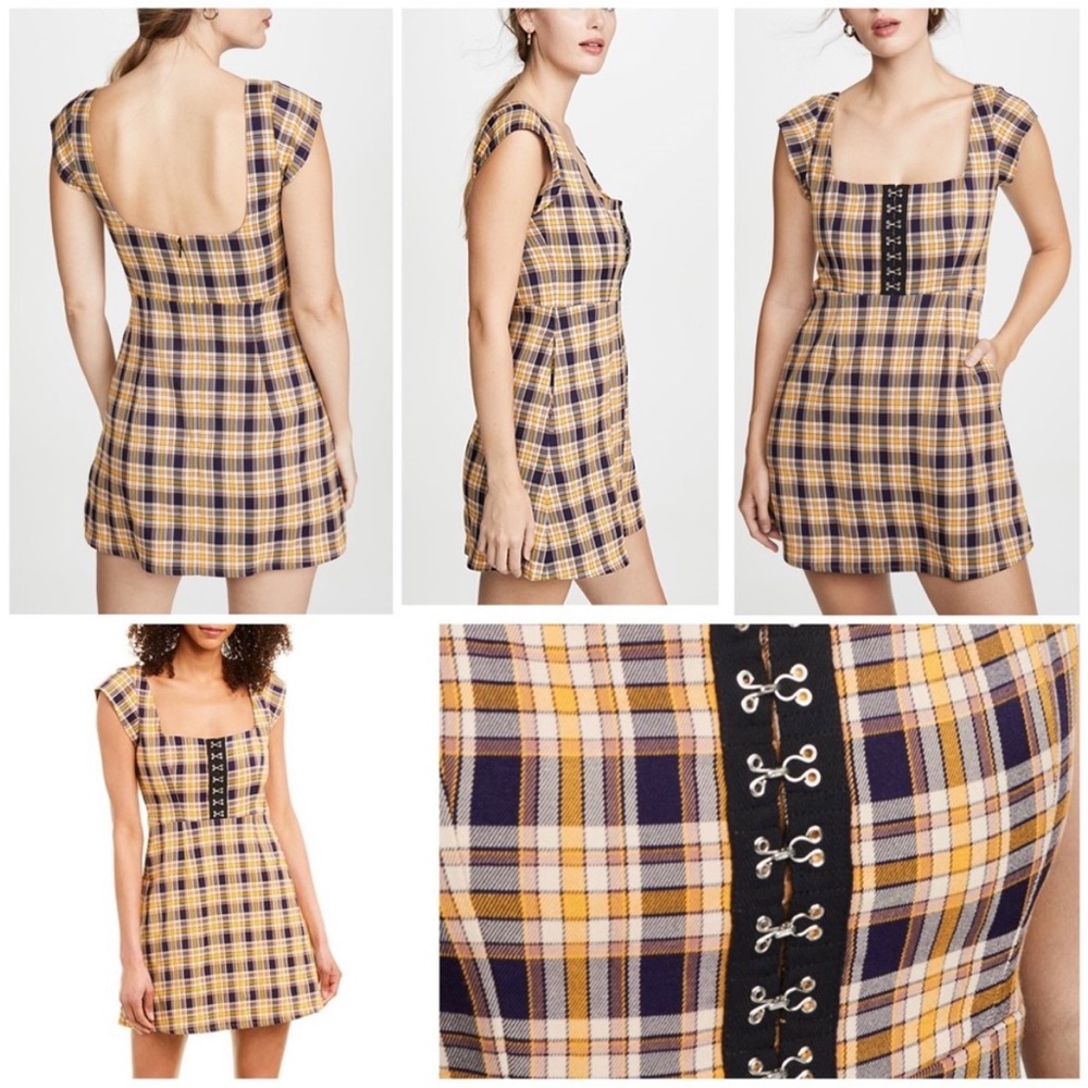 Capulet Lera Yellow Dixon Plaid Short Sleeve Mini Dress Size S - Picture 2 of 6